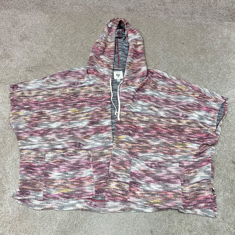 Billabong Cardigan Women’s Multicolor Short Sleeve Hooded Size Small Pockets